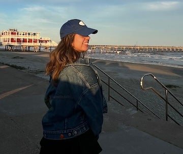 student at the beach